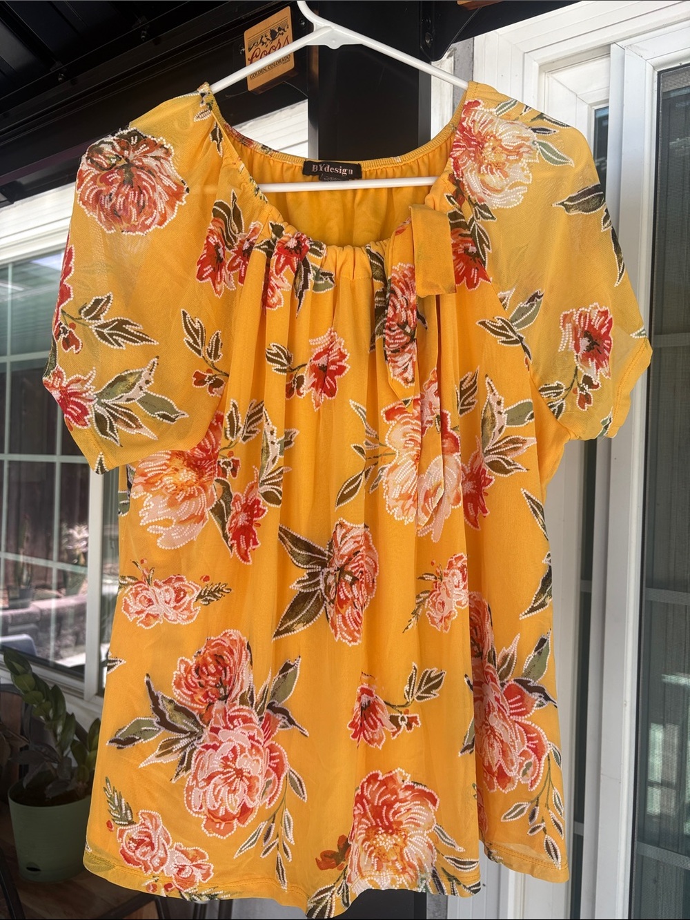 BYdesign Yellow Floral Puff-Sleeve Blouse